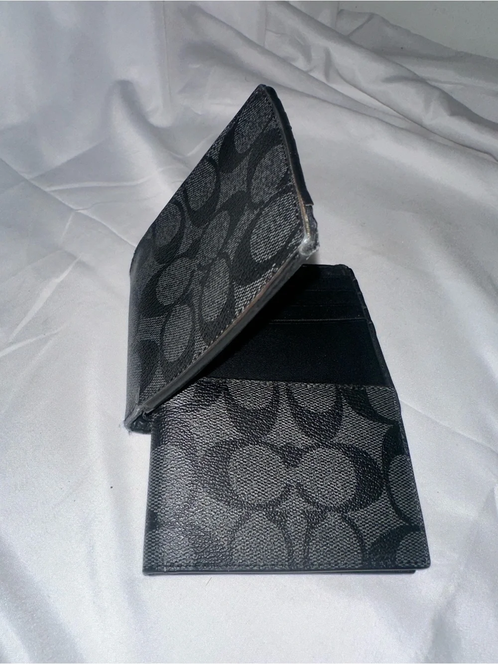 Coach Men’s Signature C Black Charcoal Bifold ID Wallet